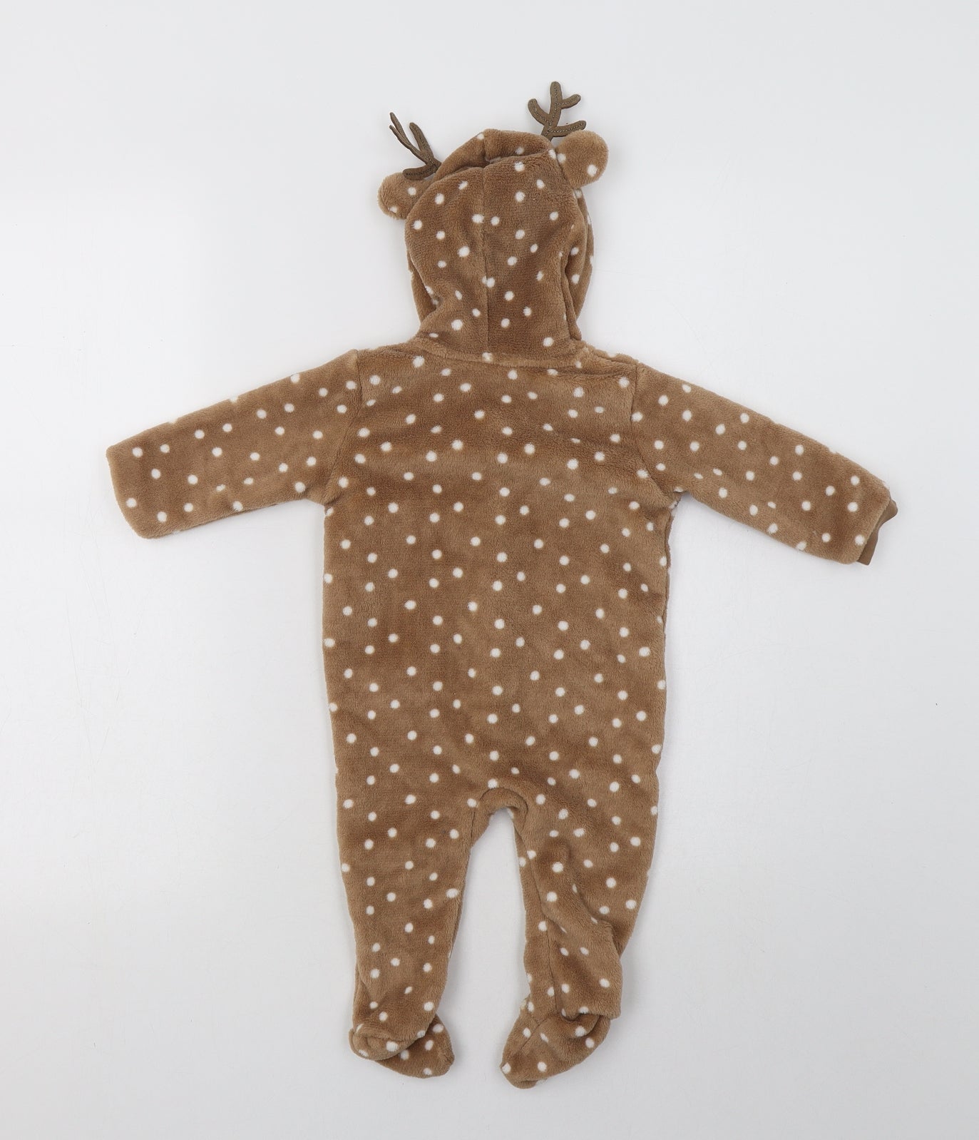 Matalan Baby Brown Polka Dot Polyester Babygrow One-Piece Size 3-6 Months  Zip - Rudolph