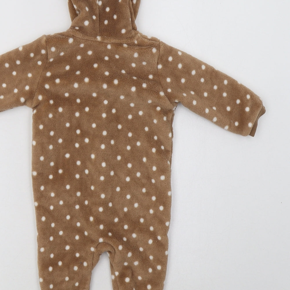 Matalan Baby Brown Polka Dot Polyester Babygrow One-Piece Size 3-6 Months  Zip - Rudolph