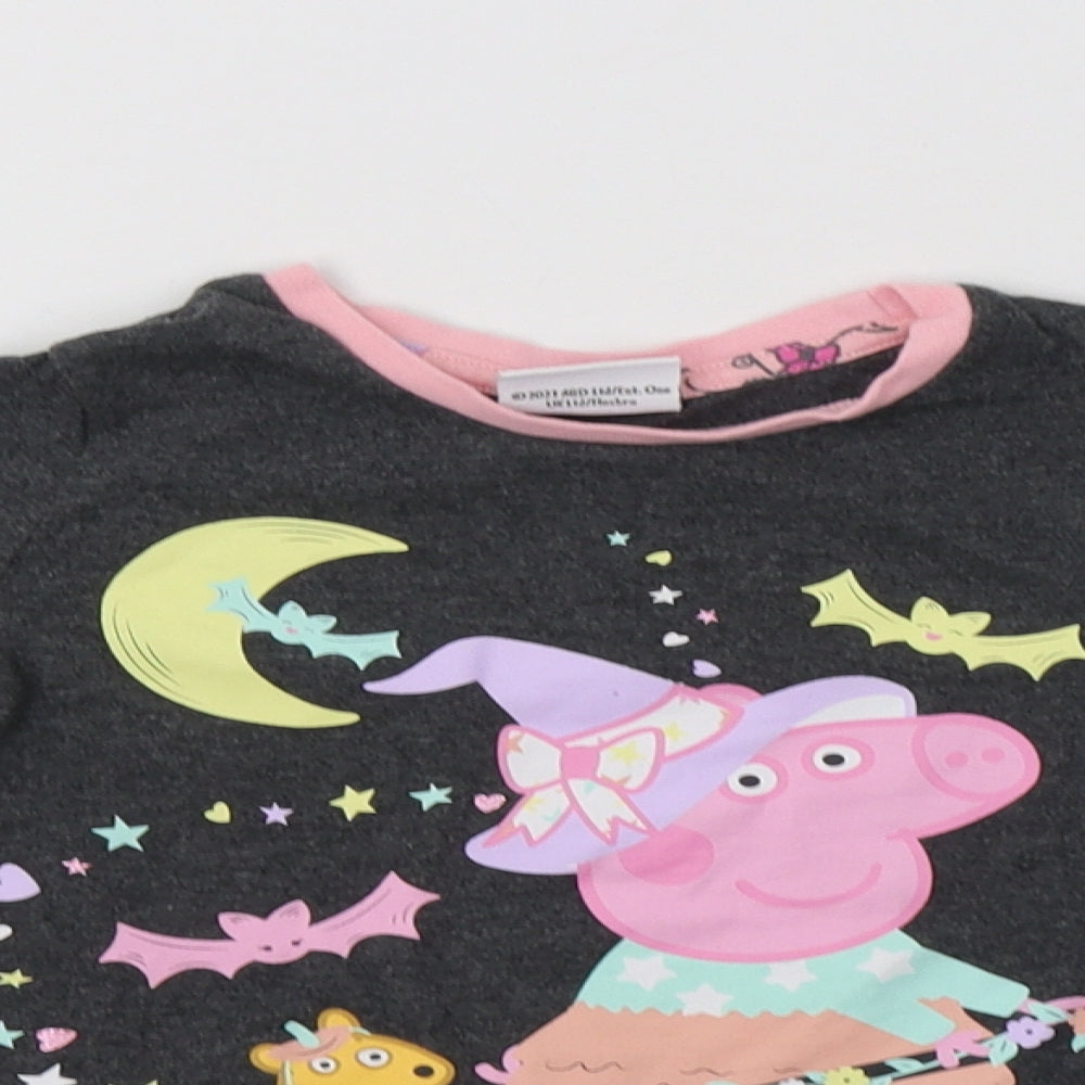 TU Girls Grey  Cotton Basic Blouse Size 3-4 Years Crew Neck  - Peppa Pig