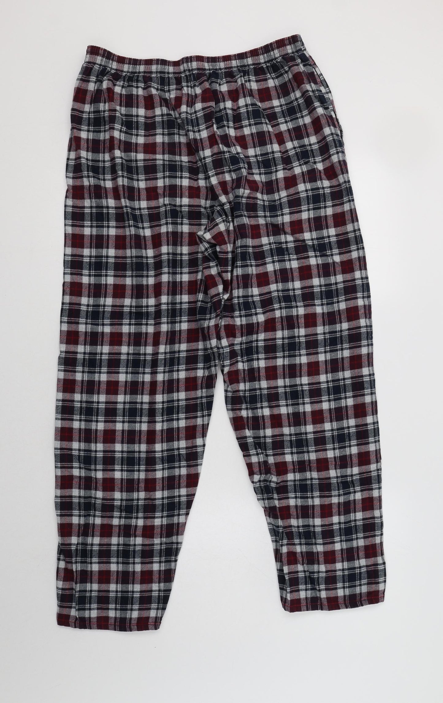 M&S Mens Red Check Cotton  Pyjama Pants Size L  Button