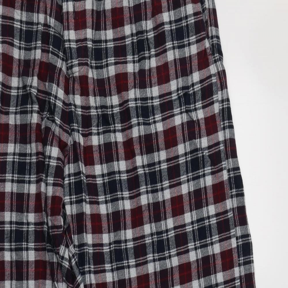 M&S Mens Red Check Cotton  Pyjama Pants Size L  Button