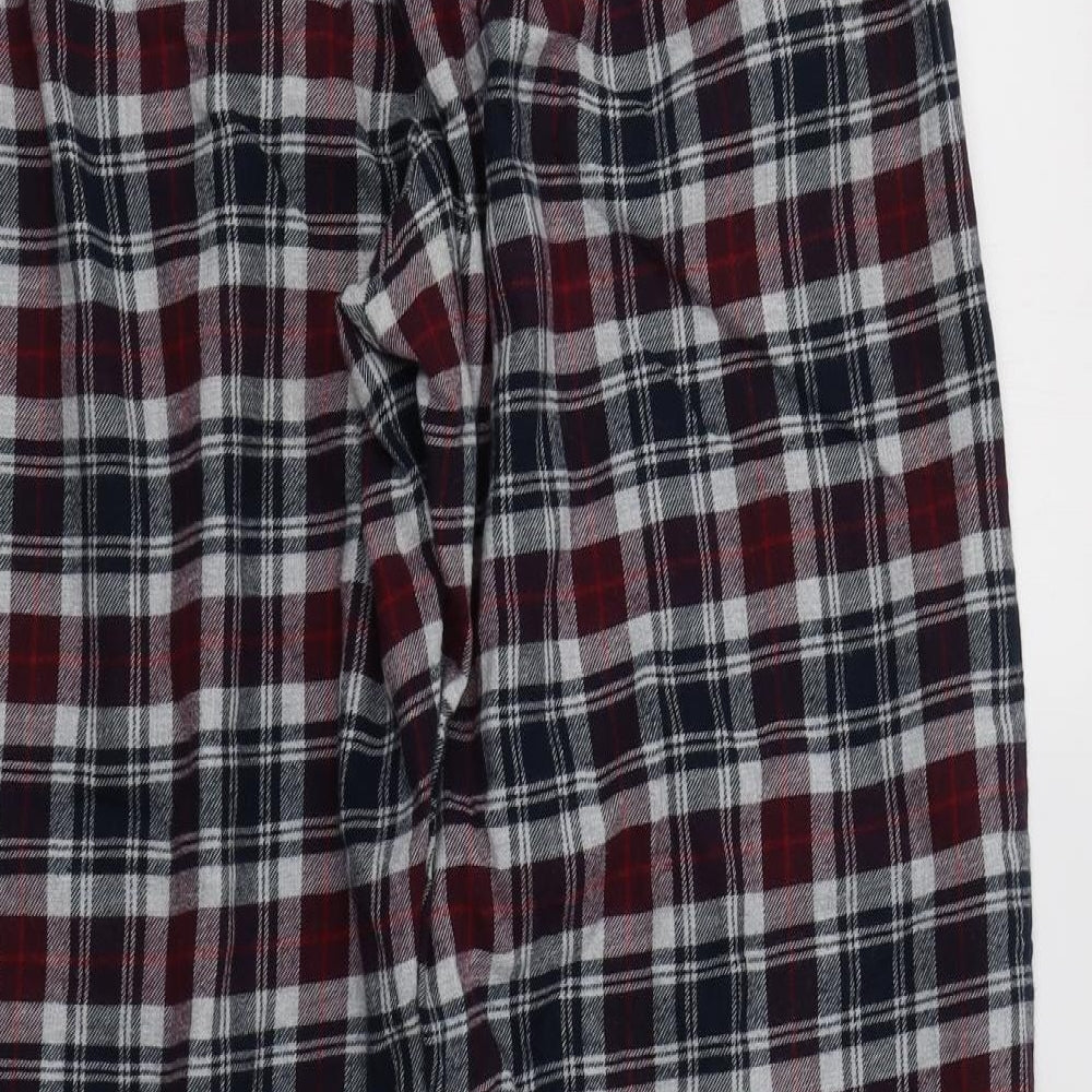 M&S Mens Red Check Cotton  Pyjama Pants Size L  Button