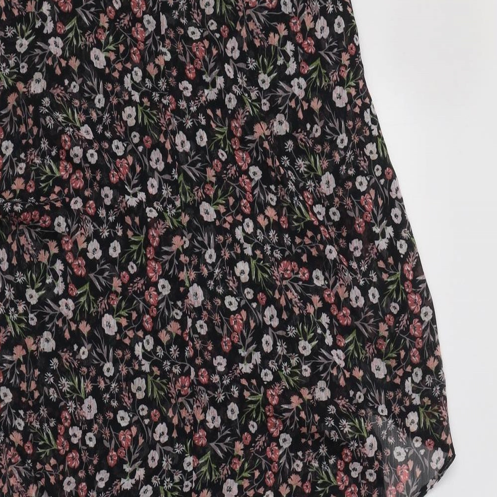 George Womens Black Floral Polyester Slip Dress  Size 10  Square Neck