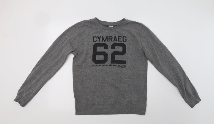 Awdis Womens Grey Cotton Pullover Sweatshirt Size M - Bilingual