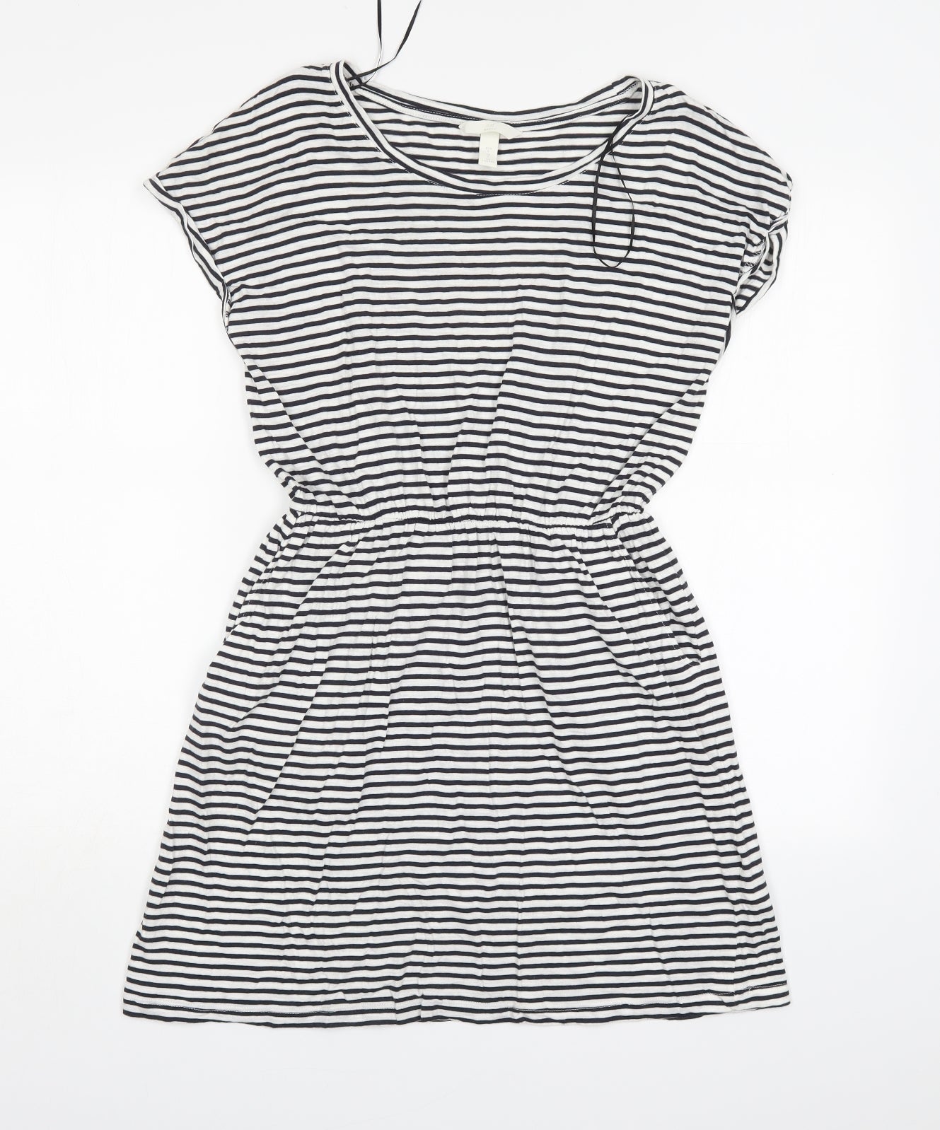 H&M Womens Multicoloured Striped Modal Fit & Flare  Size S  Round Neck
