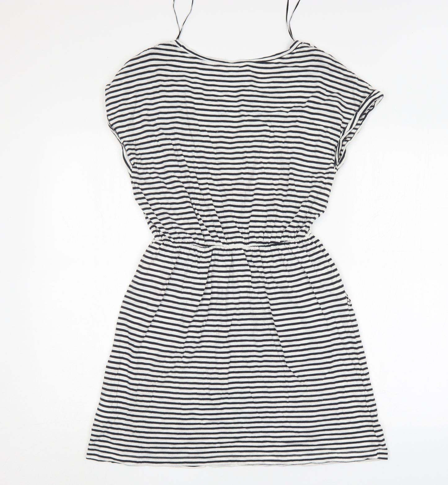 H&M Womens Multicoloured Striped Modal Fit & Flare  Size S  Round Neck