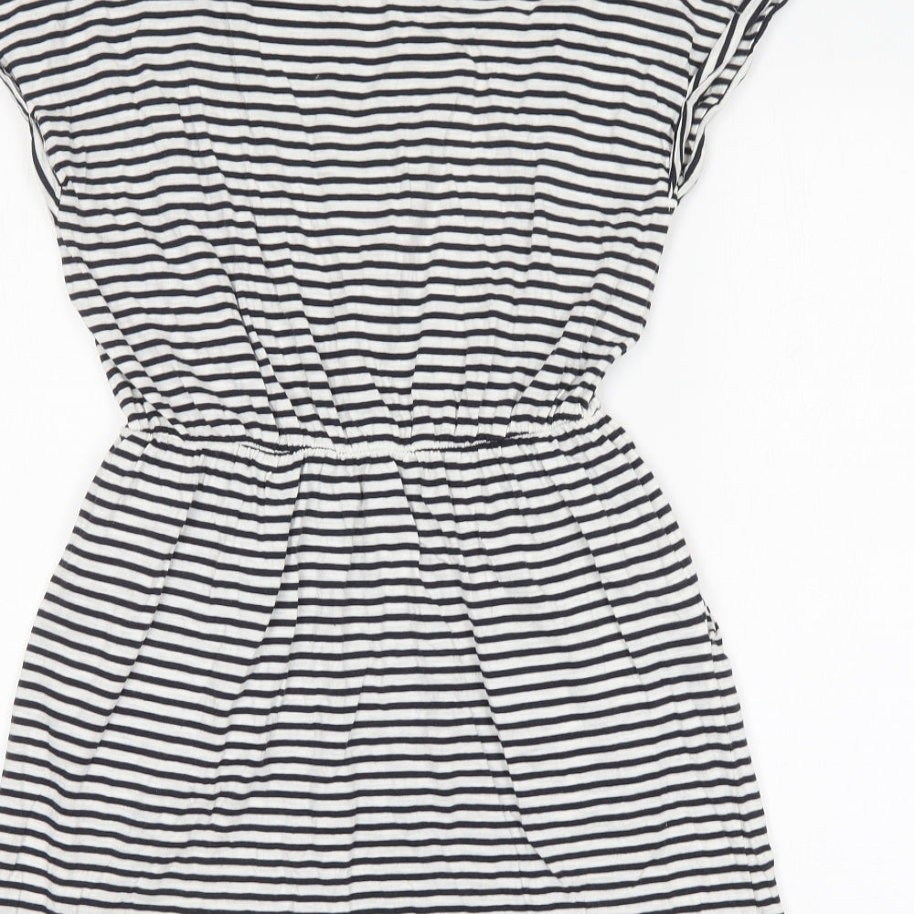 H&M Womens Multicoloured Striped Modal Fit & Flare  Size S  Round Neck
