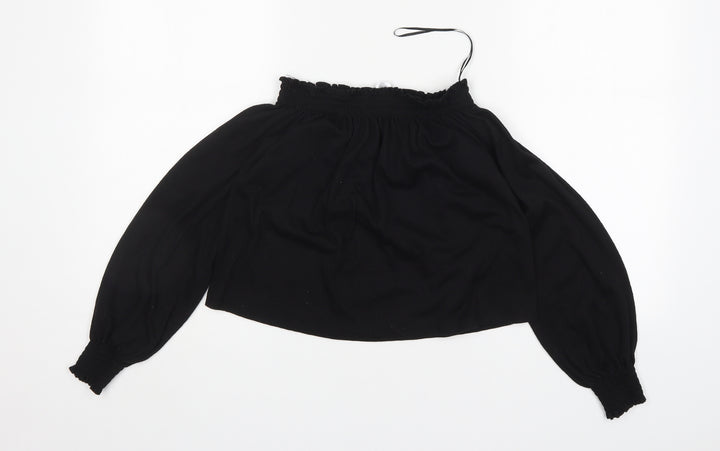 H&M Womens Black  Polyester Basic Blouse Size S Off the Shoulder