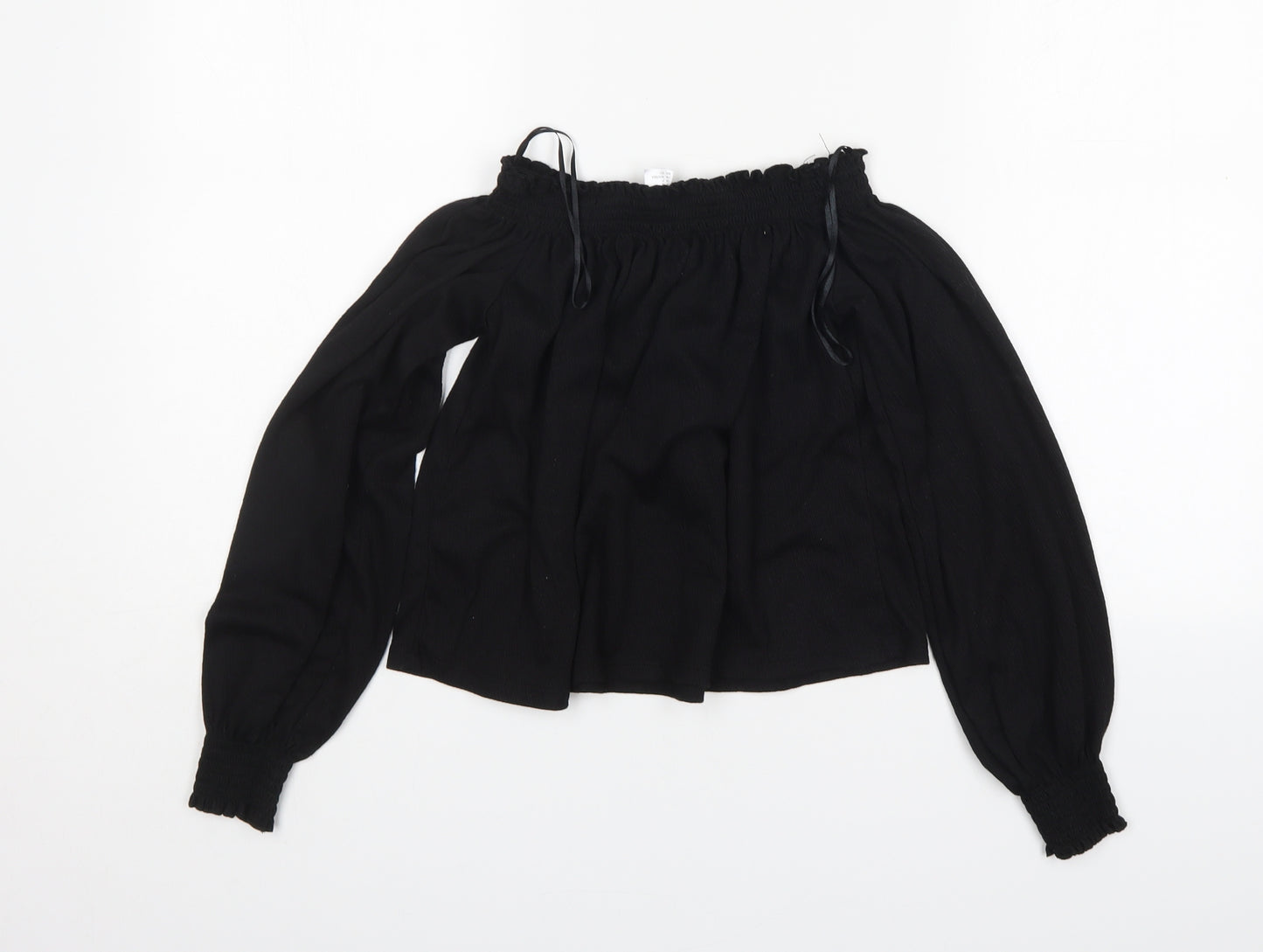 H&M Womens Black  Polyester Basic Blouse Size S Off the Shoulder