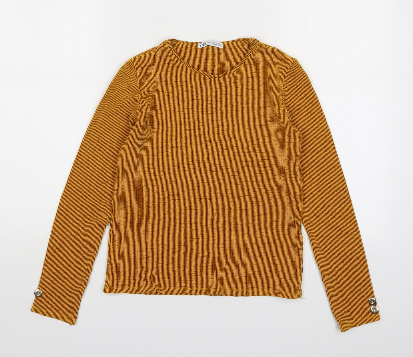 Zara Womens Yellow Round Neck  Viscose Pullover Jumper Size S