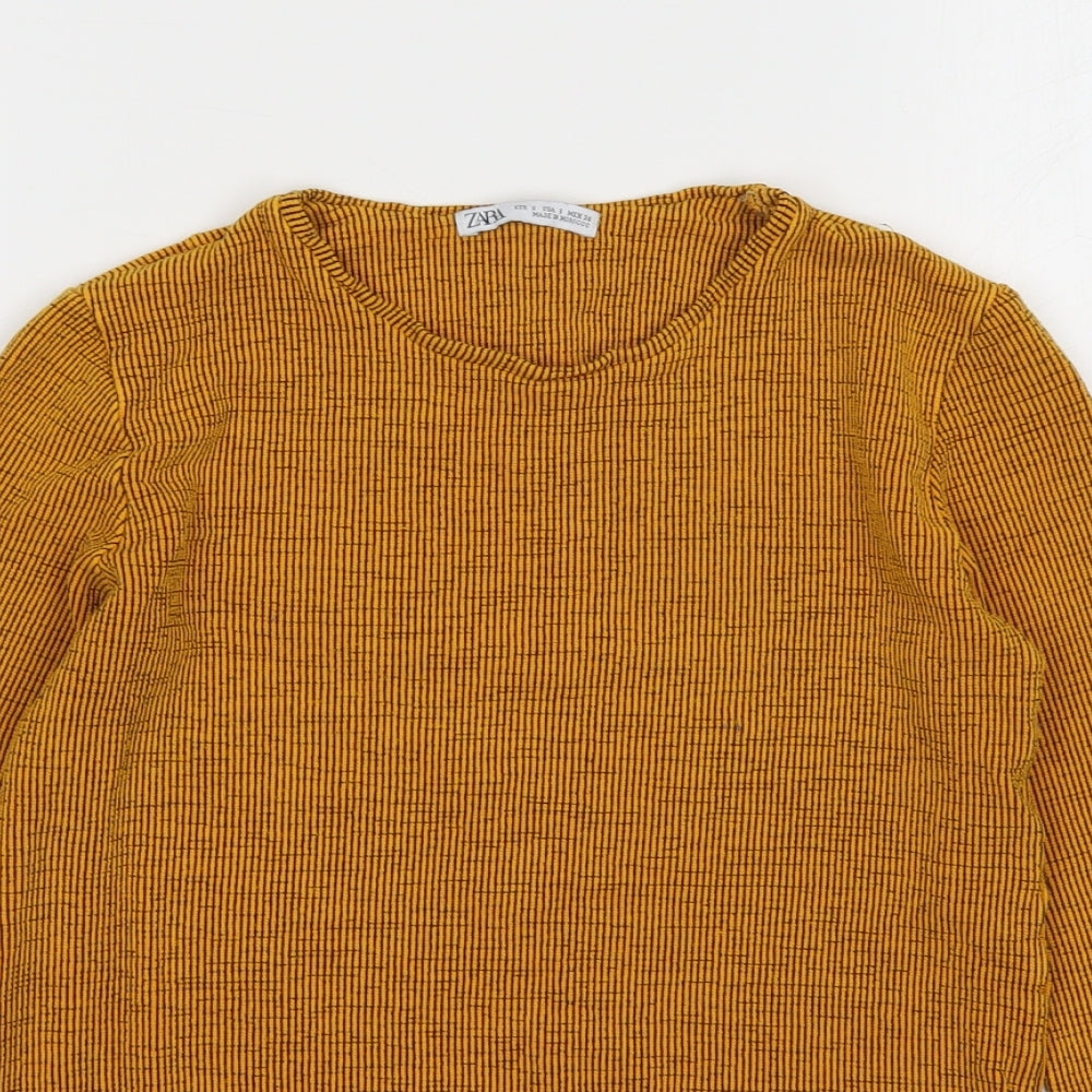 Zara Womens Yellow Round Neck  Viscose Pullover Jumper Size S