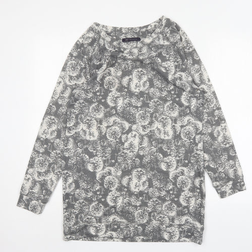 M&S Womens Grey Floral Polyester Jumper Dress  Size 12  Round Neck