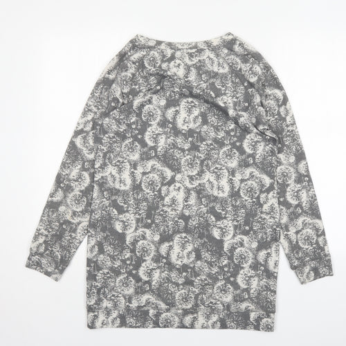 M&S Womens Grey Floral Polyester Jumper Dress  Size 12  Round Neck