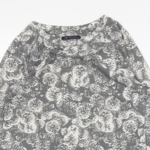 M&S Womens Grey Floral Polyester Jumper Dress  Size 12  Round Neck