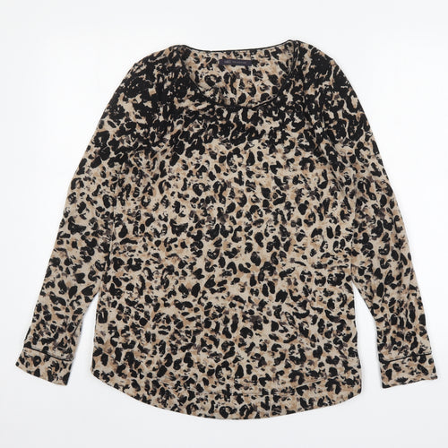 M&S Womens Multicoloured Round Neck Animal Print Viscose Pullover Jumper Size 12