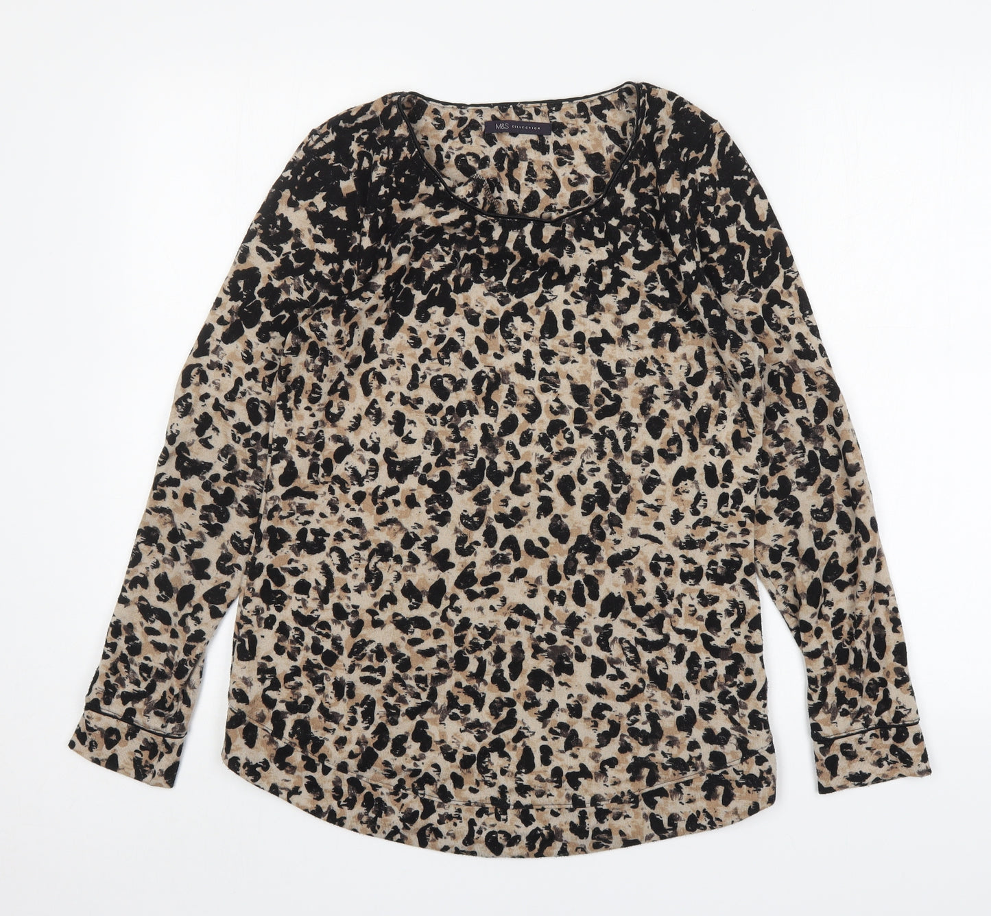 M&S Womens Multicoloured Round Neck Animal Print Viscose Pullover Jumper Size 12