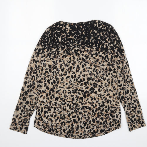 M&S Womens Multicoloured Round Neck Animal Print Viscose Pullover Jumper Size 12