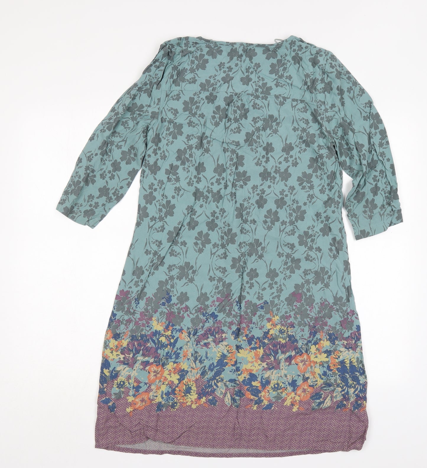 M&S Womens Multicoloured Floral Viscose A-Line  Size 12  V-Neck