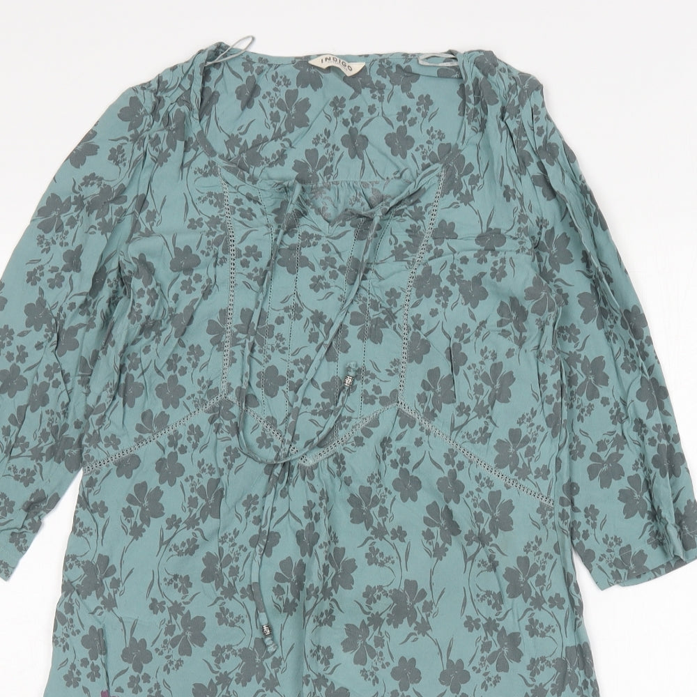 M&S Womens Multicoloured Floral Viscose A-Line  Size 12  V-Neck