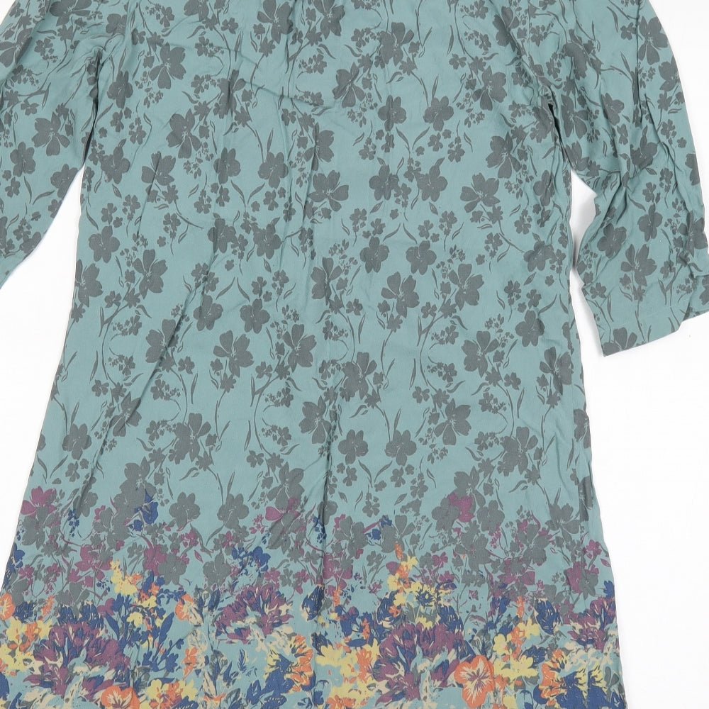 M&S Womens Multicoloured Floral Viscose A-Line  Size 12  V-Neck