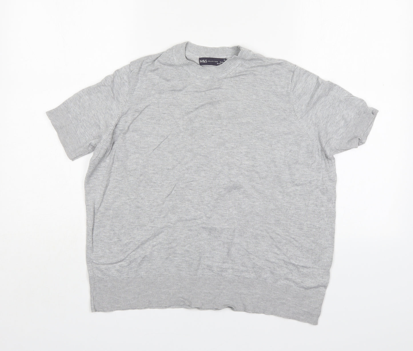 M&S Womens Grey Round Neck  Viscose Pullover Jumper Size 10