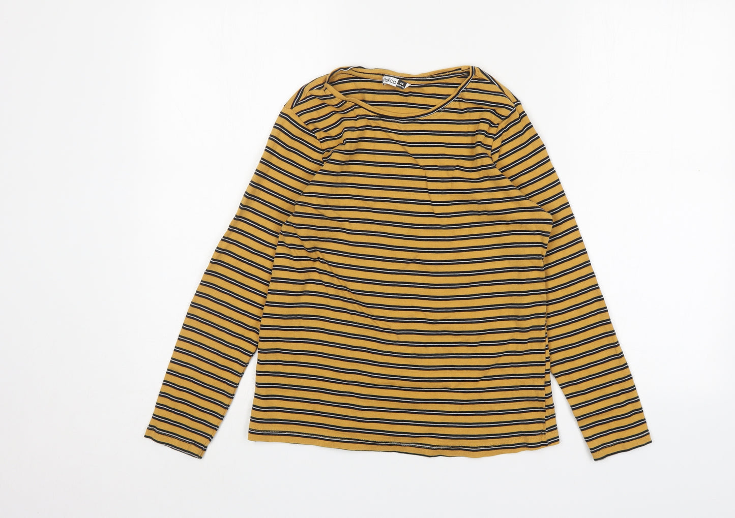 PEP&CO Womens Multicoloured Striped Cotton Basic T-Shirt Size 14 Round Neck