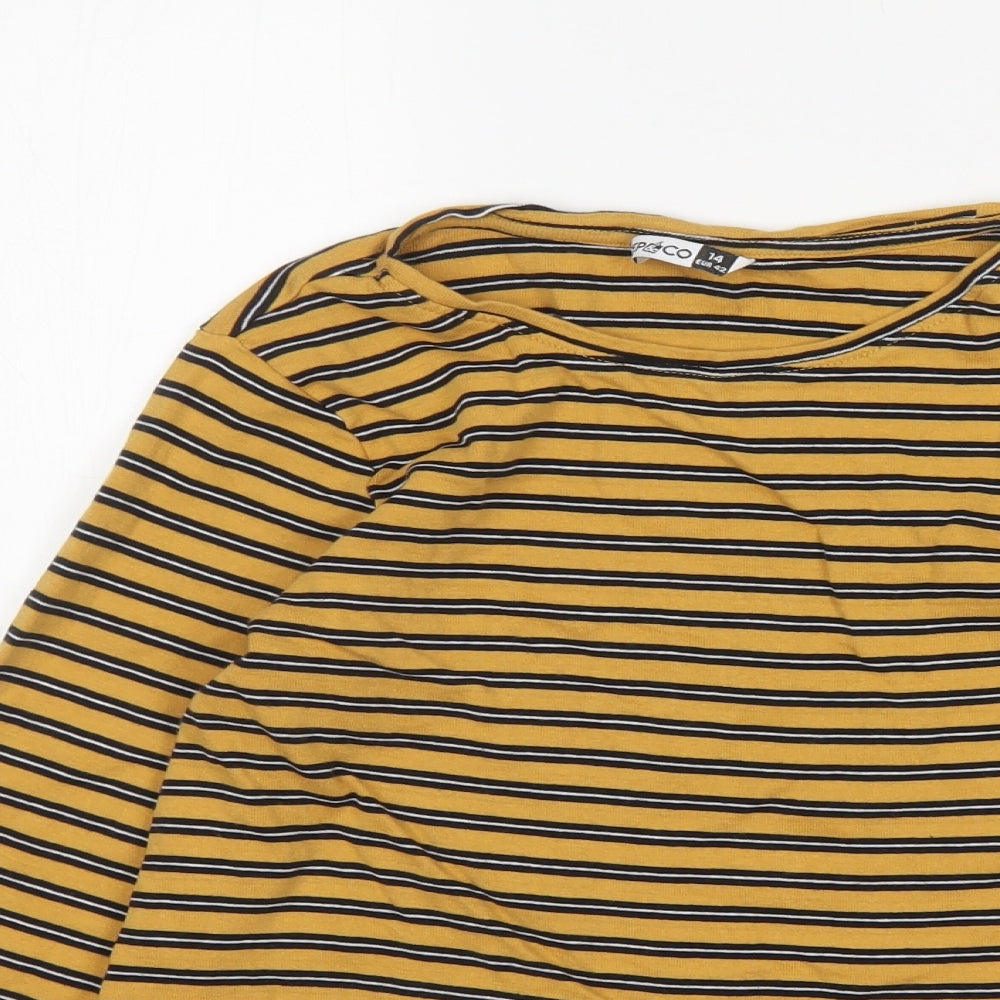 PEP&CO Womens Multicoloured Striped Cotton Basic T-Shirt Size 14 Round Neck