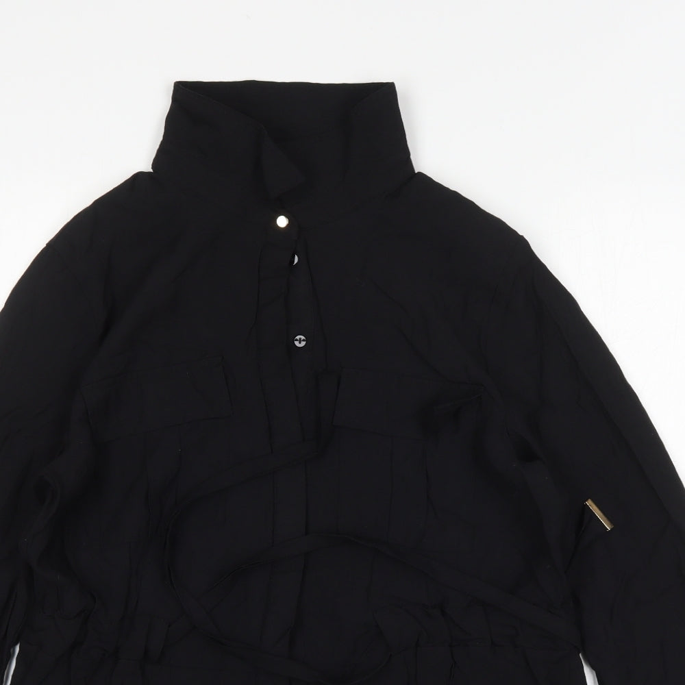Primark Womens Black  Viscose Basic Button-Up Size 16 Collared