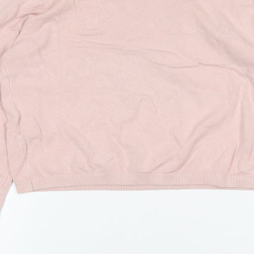 Bershka Womens Pink Round Neck  Acrylic Pullover Jumper Size S