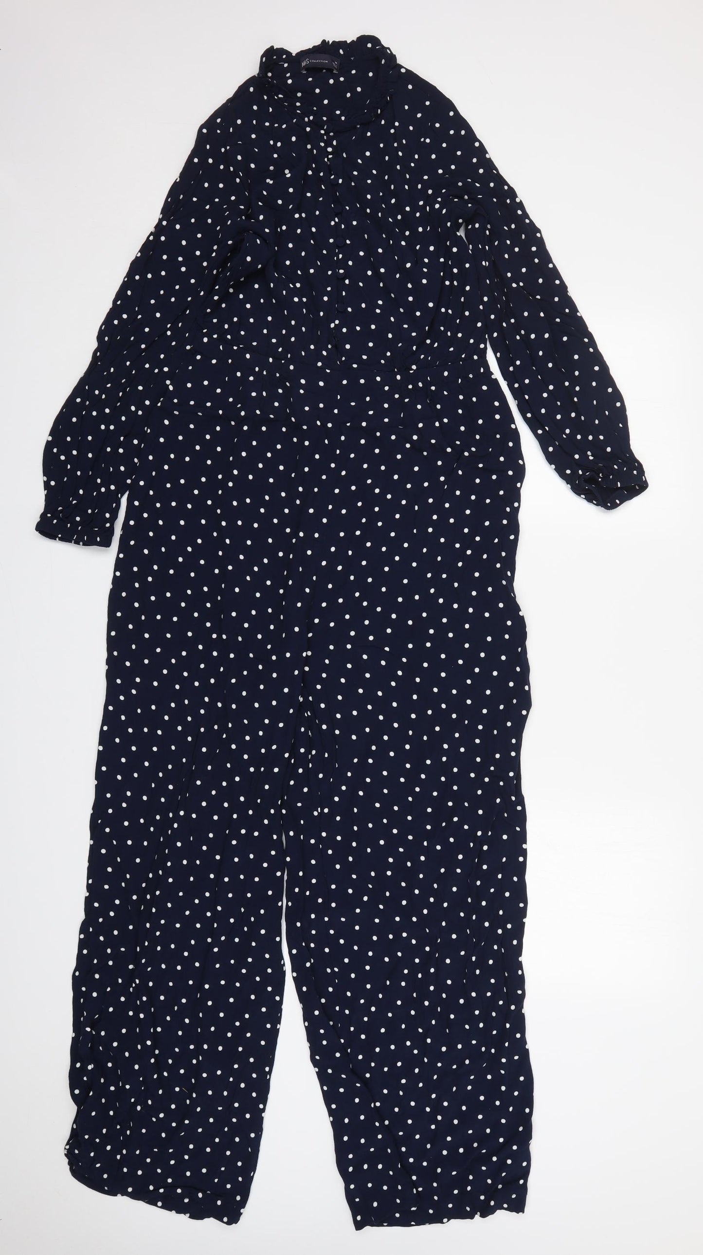 M&S Womens Multicoloured Polka Dot Viscose Jumpsuit One-Piece Size 14 L27 in