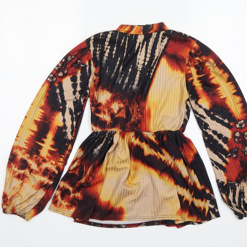 TFL Womens Multicoloured Geometric Polyester Basic Blouse Size 10 Round Neck