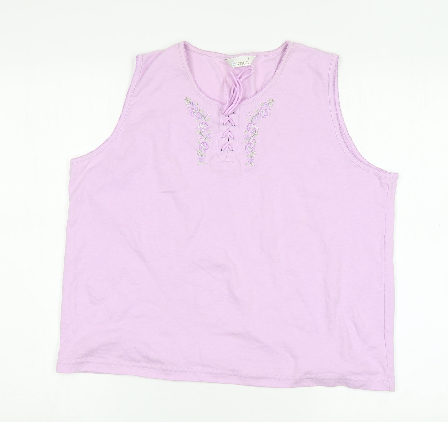 BCASUAL Womens Pink  Polyester Basic Tank Size 20 Round Neck