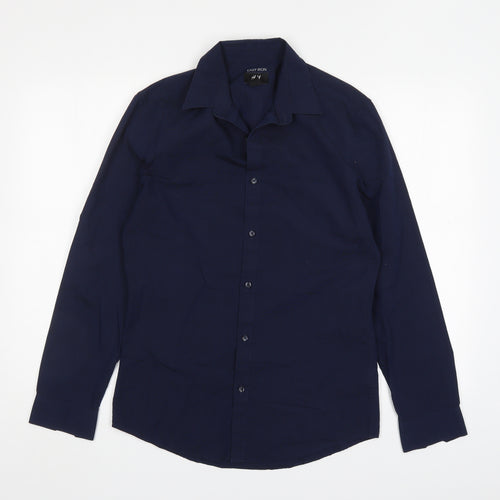 H&M Mens Blue  Polyester  Dress Shirt Size S Collared