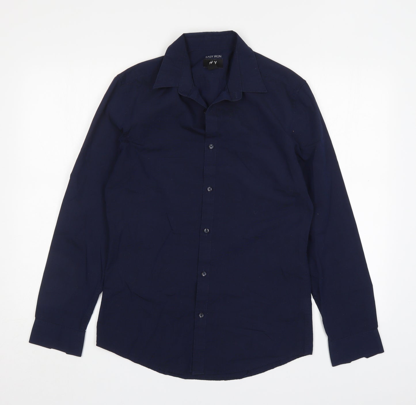 H&M Mens Blue  Polyester  Dress Shirt Size S Collared