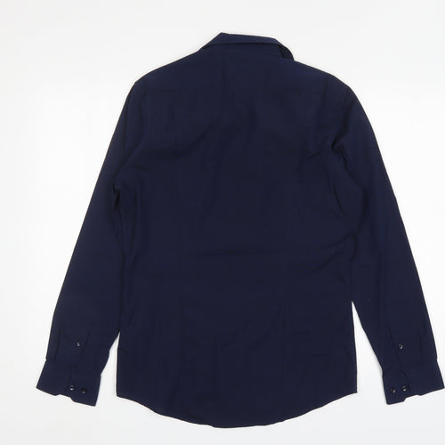 H&M Mens Blue  Polyester  Dress Shirt Size S Collared