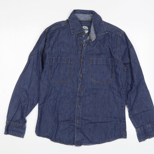 Let Attire Reflect You Mens Blue  Cotton  Button-Up Size S Collared