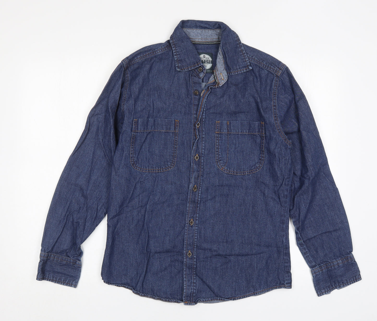 Let Attire Reflect You Mens Blue  Cotton  Button-Up Size S Collared