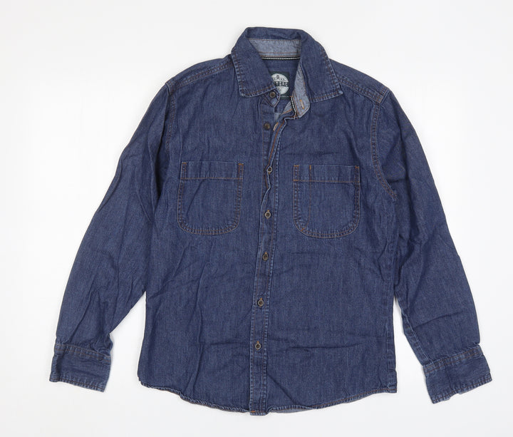 Let Attire Reflect You Mens Blue  Cotton  Button-Up Size S Collared