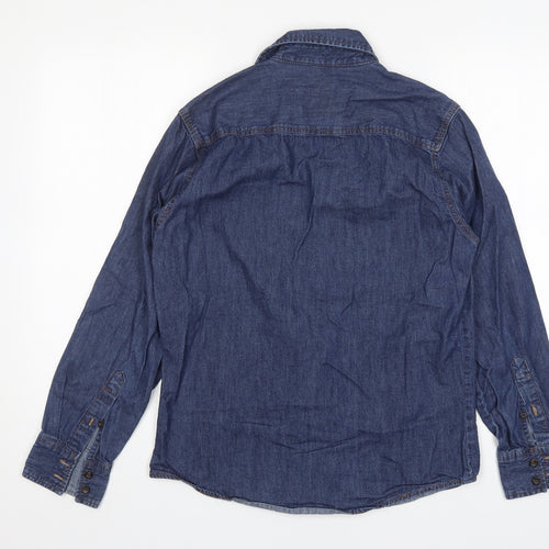 Let Attire Reflect You Mens Blue  Cotton  Button-Up Size S Collared