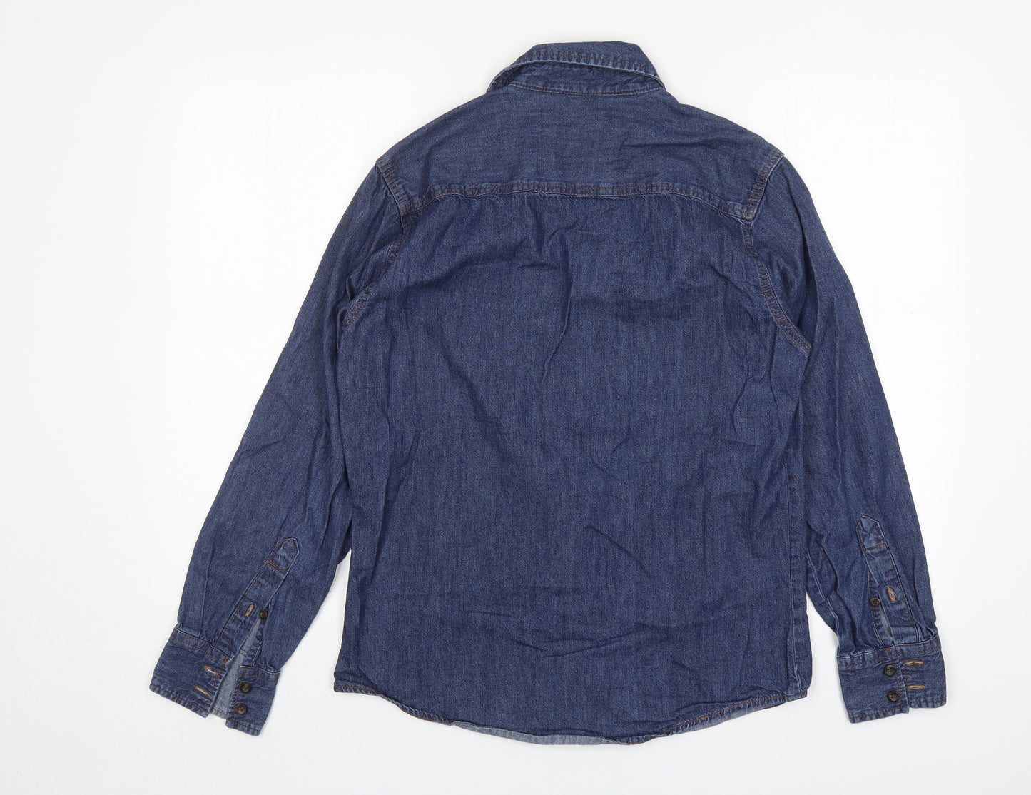 Let Attire Reflect You Mens Blue  Cotton  Button-Up Size S Collared