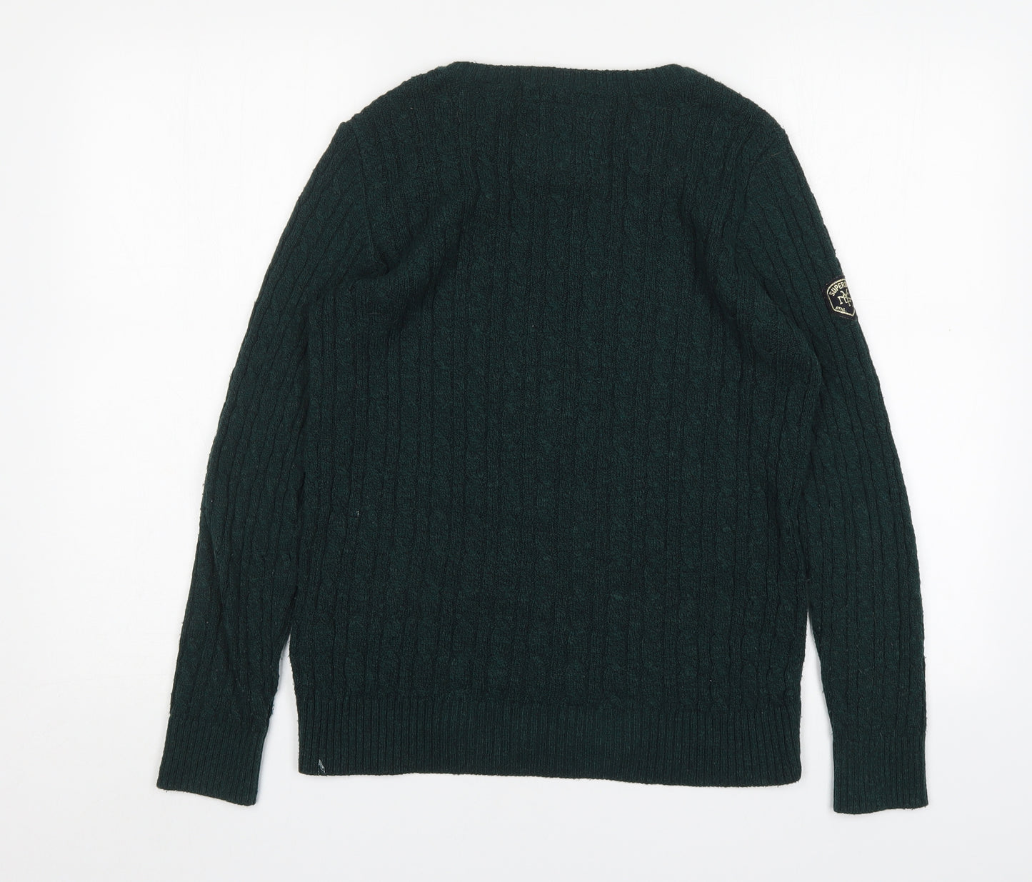 Superdry Womens Green Round Neck  Acrylic Pullover Jumper Size 12