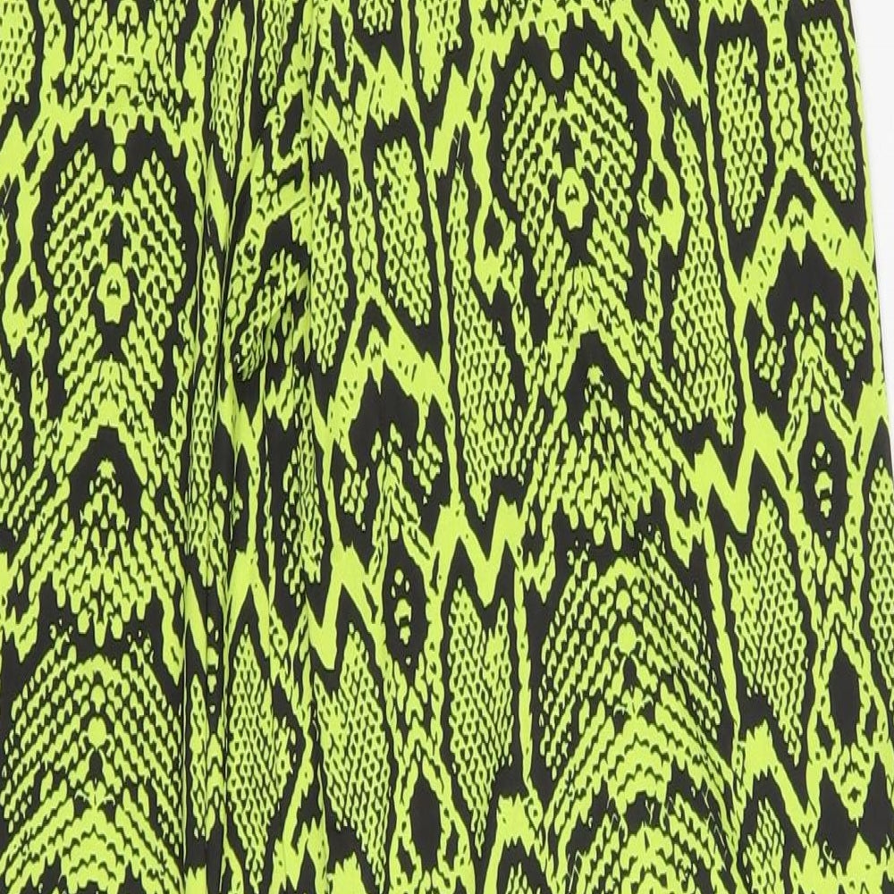 Preworn Womens Green Animal Print Polyester Trousers  Size M L30 in Regular