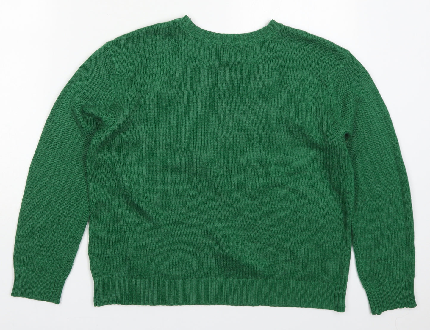 H&M Womens Green Round Neck  Acrylic Pullover Jumper Size M   - Christmas Prints