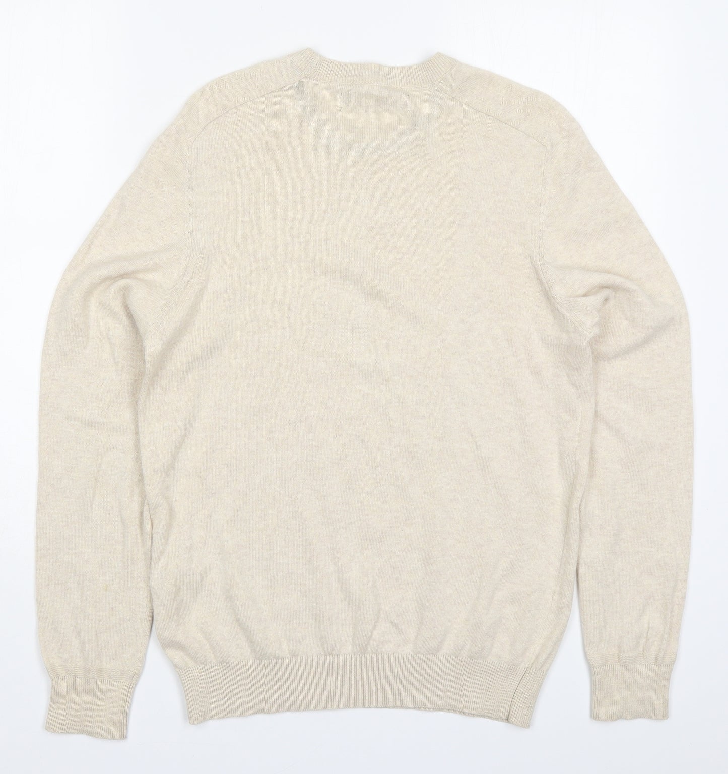Be Sherman Mens Beige Round Neck  Cotton Pullover Jumper Size S