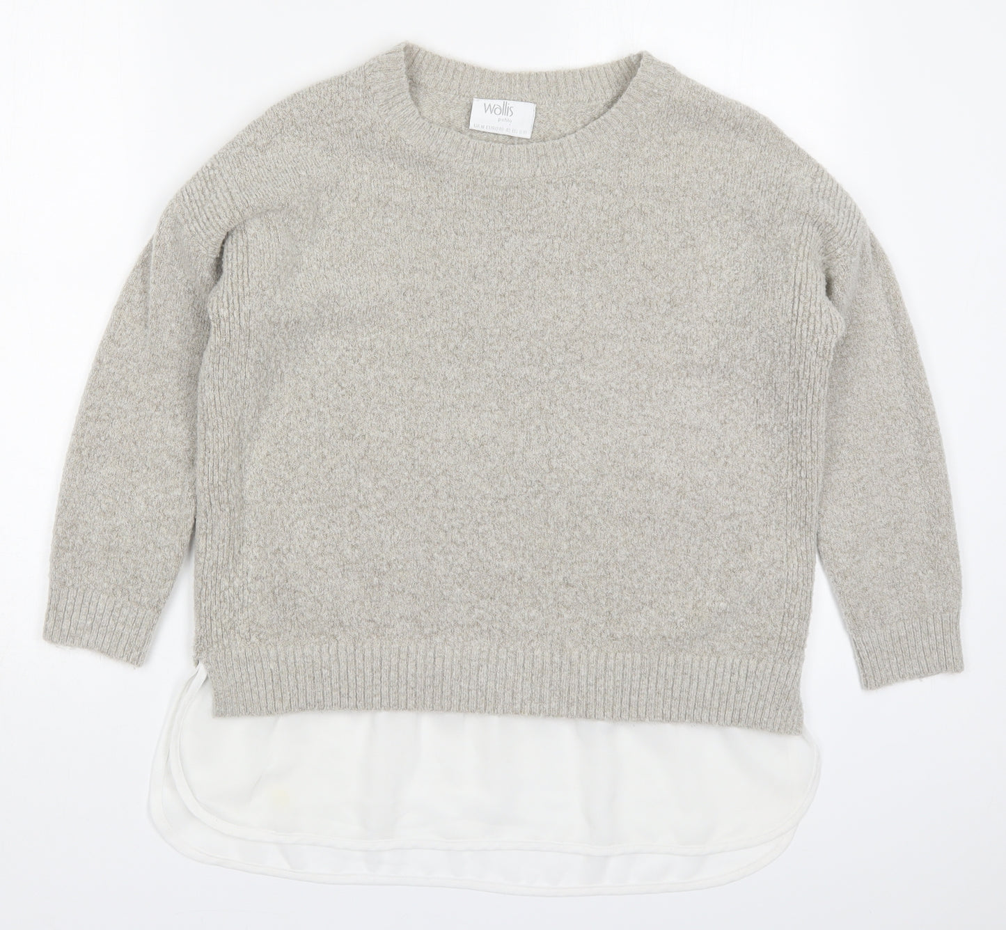 Wallis Womens Grey Round Neck  Acrylic Pullover Jumper Size M