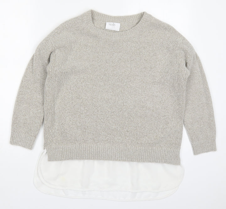 Wallis Womens Grey Round Neck  Acrylic Pullover Jumper Size M