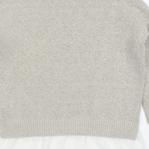 Wallis Womens Grey Round Neck  Acrylic Pullover Jumper Size M