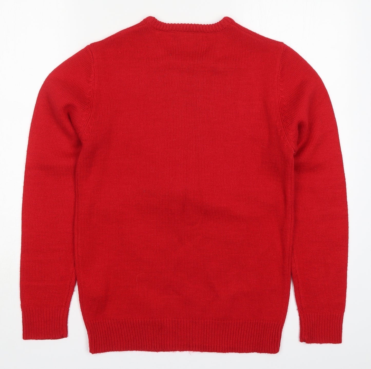 Cedar Wood State Mens Red Round Neck  Acrylic Pullover Jumper Size XS   - Rudolph Christmas
