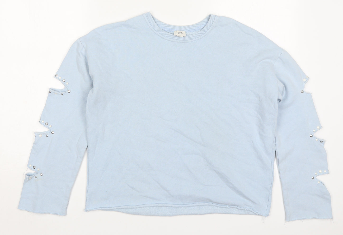 River Island Girls Blue  Cotton Pullover Sweatshirt Size 11-12 Years  Pullover - Cut Out