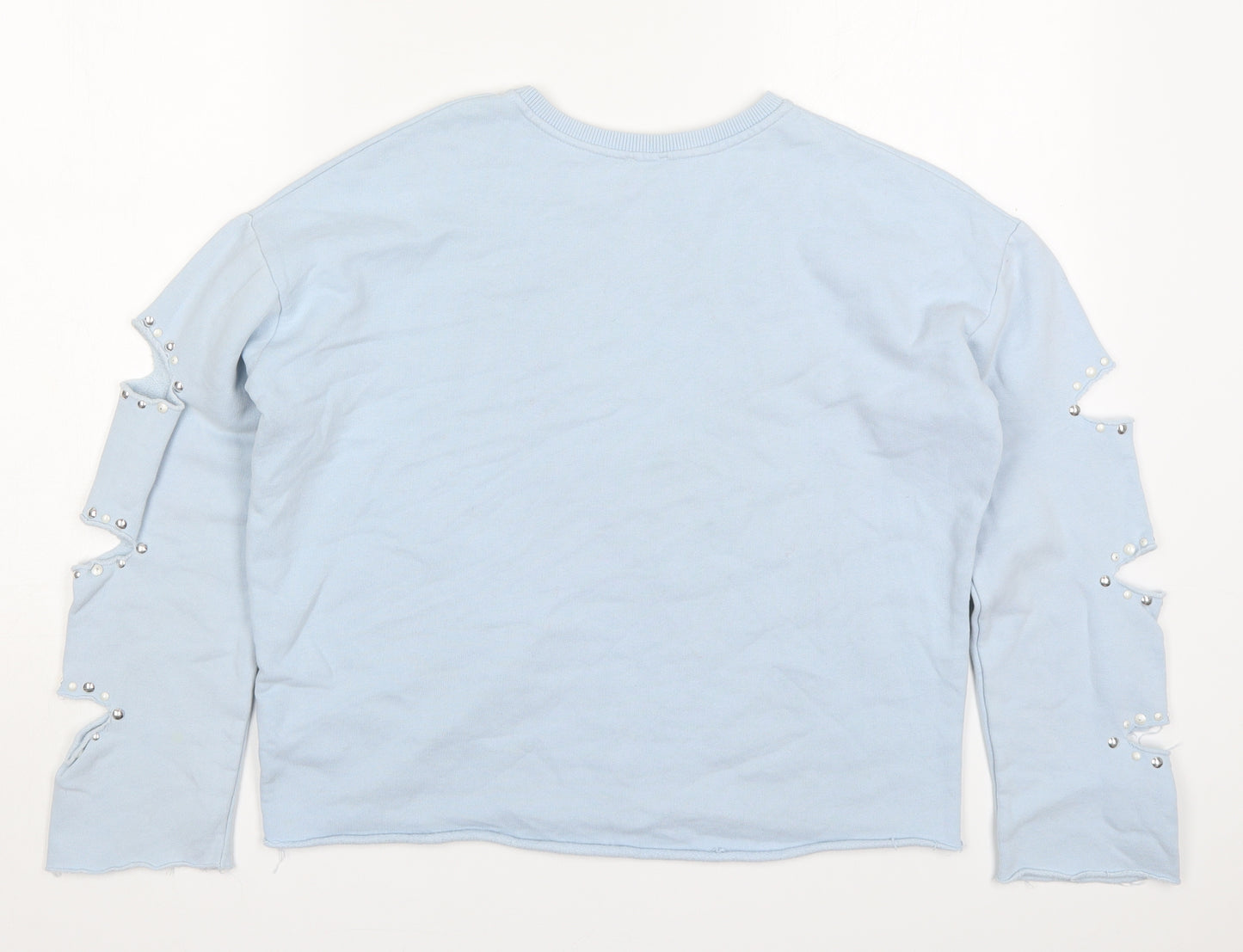 River Island Girls Blue  Cotton Pullover Sweatshirt Size 11-12 Years  Pullover - Cut Out